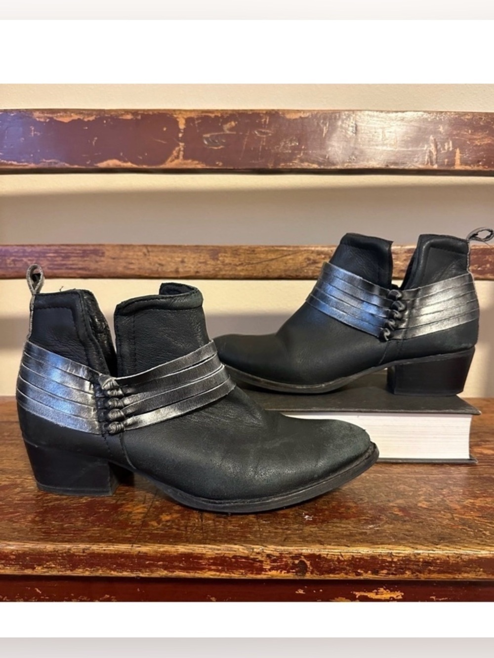 DIBA Black Skylar Ankle Bootie Biker Moto Western